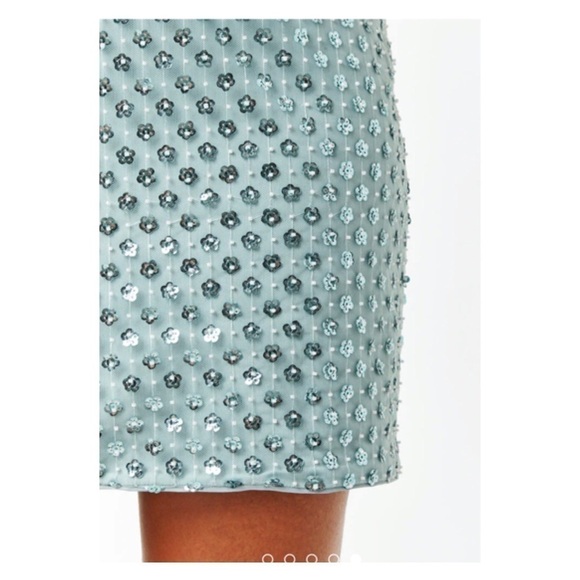 Mestiza Blue Sequin Bow Back Mini Dress Large Size 14 Cocktail Party - Picture 10 of 14